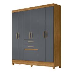 Imagem de Guarda Roupas Casal 7 Portas 2 Gavetas Mafra Moval Freijó / Cinza Castanho / Grafite