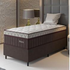 Imagem de Conjunto Cama Box Solteiro Com Molas Ensacadas 88x188x69cm Marrom