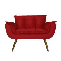 Imagem de Namoradeira Poltrona Sofá 2 Lugares Sala De Estar Opala Suede Vermelho