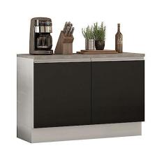 Imagem de Balcão de Pia Madesa Glamy 120 cm 2 Portas (Com Tampo) - Branco/Preto