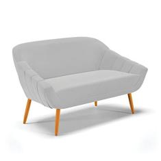 Imagem de Namoradeira Giovana 02 Lugares Suede Cinza Pés Palito Castanho - D'Rossi