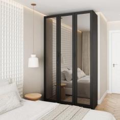 Imagem de Guarda Roupa Modulado 3 Portas Reflecta Hera Cabecasa Madeiramadeira Preto