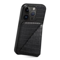 Imagem de Capa de telefone com suporte de cartão de couro para iphone 14 Plus 13 12 11 Pro XS Max XR SE 3 8 7 Capa traseira com suporte para telefone, preta, para iPhone 13 ProMax