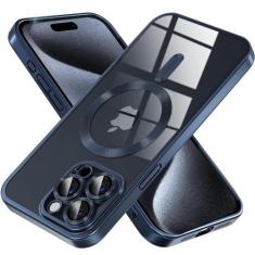 Imagem de miyonsin Capa para iPhone 14 Plus, capa de telefone magnética transparente com MagSafe [proteção contra quedas de grau militar], capa protetora fina à prova de choque, capa de lente de câmera para
