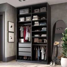 Imagem de guarda-roupa closet sion 3 gv preto 140 cm