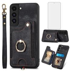 Imagem de Capa de celular para Samsung Galaxy S22 Plus S22+ 5G capa carteira com protetor de tela e alça de pulso RFID suporte para cartão de crédito anel suporte acessórios para celular S22+5G S22plus 22S + S