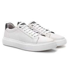 Imagem de Tênis Masculino Couro Esportivo Super Macio Leve Urbano Branco - Burly