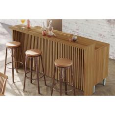 Imagem de Balcão Ilha Cozinha Gourmet Imperatriz c/ 2 Portas e 5 Gavetas 200cm Freijo/Off White - Nesher