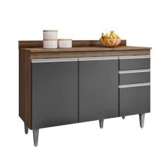 Imagem de Balcão Cozinha Melissa 120cm Freijó com Grafite  S/ Tampo - Belliv Dec