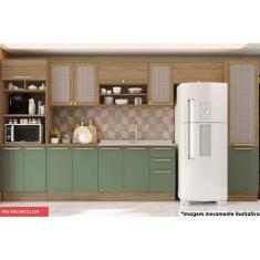Imagem de Cozinha Completa Botanic 8 Peças (3 Armários + 2 Balcões + 2 Paneleiros + 1 Complemento) M651 Nogueira-verde Oliva - Kappesberg