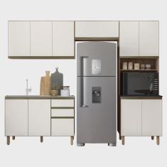 Imagem de Armário de Cozinha 4 Peças Com Pia 120cm Lita N03 Carvalho/Off - Mpozenato