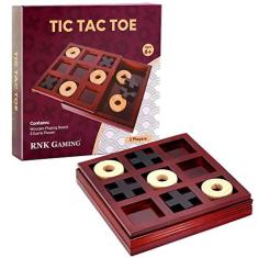 Imagem de RNK Gaming Wooden Tic Tac Toe Jogo de tabuleiro para crianças ou adultos Decoração clássica da mesa de centro