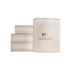 Imagem de Lençóis de algodão egípcio 600 fios 2 linhas com borda de medula tamanho Queen, conjunto de lençóis de 4 peças, lençóis longos de algodão para cama queen size, lençóis de bolso extra profundo de 45,7