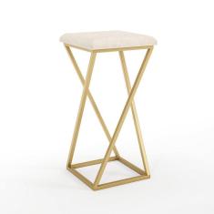 Imagem de Banqueta Z Media Industrial Metal Dourado Acento Bege
