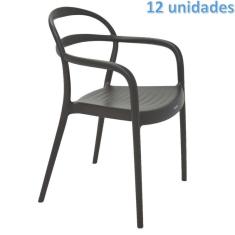 Imagem de Kit 12 Cadeiras Plastica Monobloco Com Bracos Sissi Marron Tramontina