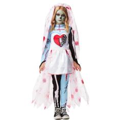 Imagem de Fantasia Halloween Noiva Cadáver Menina Zumbi Infantil Luxo