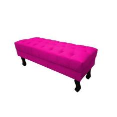 Imagem de Recamier Luis Xv Capitonê Retrô 100cm Couro Rosa Pink Pés Madeira Ms D