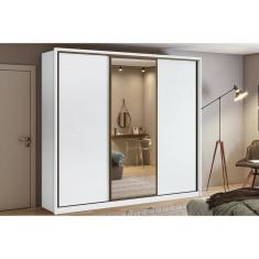 Imagem de Guarda Roupa 3 Portas De Correr E 6 Gavetas C- Espelho Spazio Branco - Lopas