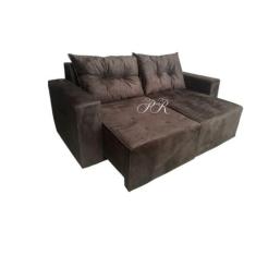 Imagem de Sofá Retrátil 1.90 Guatemala Encosto Almofadas Solta Cor Marrom Escuro