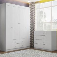 Imagem de Guarda-Roupa Infantil 4 Portas E Cômoda 4 Gavetas E 1 Porta  - Phoenix