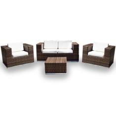 Imagem de Conjunto Bora Bora 1 Sofá 2 Lugares 2 Poltronas 1 Mesa - Duna Cru - Fa