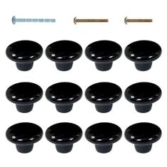 Imagem de KAICAILA Puxadores de armário em forma de botão brilhante cerâmica gaveta de armário de cozinha alça redonda de cogumelo decoração de interiores ferragens de móveis, diâmetro 38 mm 3,8 cm, conjunto de