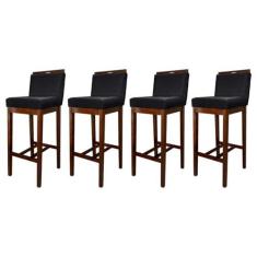 Imagem de Kit 4 Banquetas Alta Estofadas para Bancada Líbia Madeira Capuccino Suede Preto CCS
