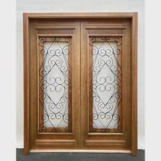 Imagem de Porta Dupla Madeira Maciça/Ferro Completa 166x213x18cm Cedro Rosa