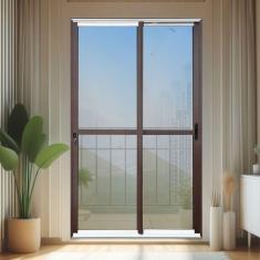 Imagem de Porta de Correr 2 Folhas Moveis 210 X 120 Elite com Fechadura Tetra Vidro Reflex Mix Corten