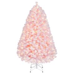 Imagem de Árvore de Natal Yaheetech 1,4 m com 105 luzes incandescentes rosa