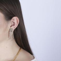 Imagem de Brinco Armazem RR Bijoux strass dourado