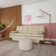 Imagem de Sofá-Cama 3 Lugares Casal Raridade Suede Velvet Bege