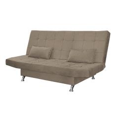 Imagem de Sofá Cama Casal Com Almofadas Melina Suede Cappuccino