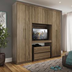 Imagem de Guarda Roupa Solteiro 6 Portas 2 Gavetas Porto Legno com Painel de TV Carraro