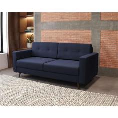 Imagem de Sofá 2 Lugares Living Pé Palito Linho Cotton Azul Marinho