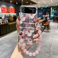 Imagem de Capa transparente com pintura a óleo de camélia flor roxa para Samsung Galaxy Z Flip 3 4 5G Z Flip4 3 Zflip3 Zflip4 Capa traseira, C, para Z Flip 3