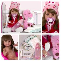 Imagem de Boneca Bebê Reborn Siliconado Princesa Pode Banho Acessórios - Cegonha