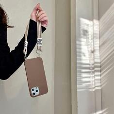 Imagem de Colar crossbody cordão de mármore cadeia capa de silicone para iphone 13 12 mini 11 pro xs max xr x 8 7 6 s 6 plus se 2020 capa, marrom com cordão, para iphone11 pro