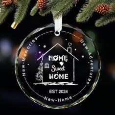 Imagem de Presentes de aquecimento de casa novo ornamento de casa 2024 - presentes de inauguração de casa, presente de inauguração de casa nova para mulheres, casal - enfeite de Natal de vidro de cristal de 7,9