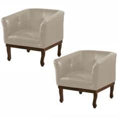 Imagem de Kit 2 Poltronas Decorativa Noah Couro Bege 66 Fosco - Gran Belo