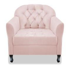 Imagem de Poltrona Cadeira Sofá Julia com Botonê para Sala de Estar Recepção Escritório Quarto Suede Rosê - AM Decor