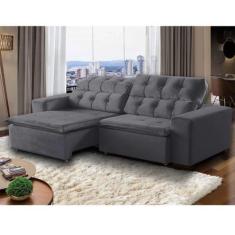 Imagem de Sofá 6 Lugares Retrátil E Reclinável Alasca 290 Cm Pillow Veludo Cinza