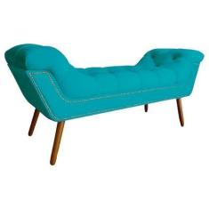 Imagem de Recamier Calçadeira Estofado Sienna Queen 160 Cm Suede Azul Turquesa -