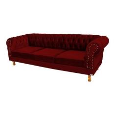 Imagem de Sofá Chesterfield Duque 3 Lugares 2,30 - Suede Bordo / Sala De Estar,