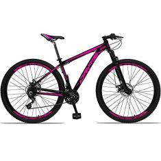 Imagem de Bicicleta Aro 29 Drais 21V Câmbios e Trocador Shimano Freio a Disco MTB PRETO+ROSA 17