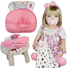 Imagem de Bebe Reborn Silicone Menina Pode Dar Banho + Bolsa + Pelúcia