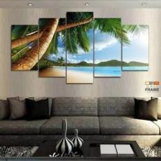 Imagem de Quadro Decorativo Praia Mar Coqueiro 130x63 em tecido