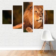 Imagem de Quadro Animais - Felinos Leão Deitado 110X65 Em Tela Canvas