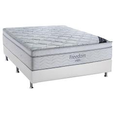 Imagem de Cama Box Casal: Colchão Molas Ortobom SuperPocket Freedom Visco + Base crc Courano White(138x188)
