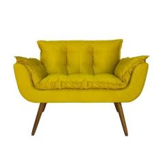 Imagem de Namoradeira Poltrona Sofá 2 Lugares Sala de Estar Opala Suede Amarelo - LM DECOR